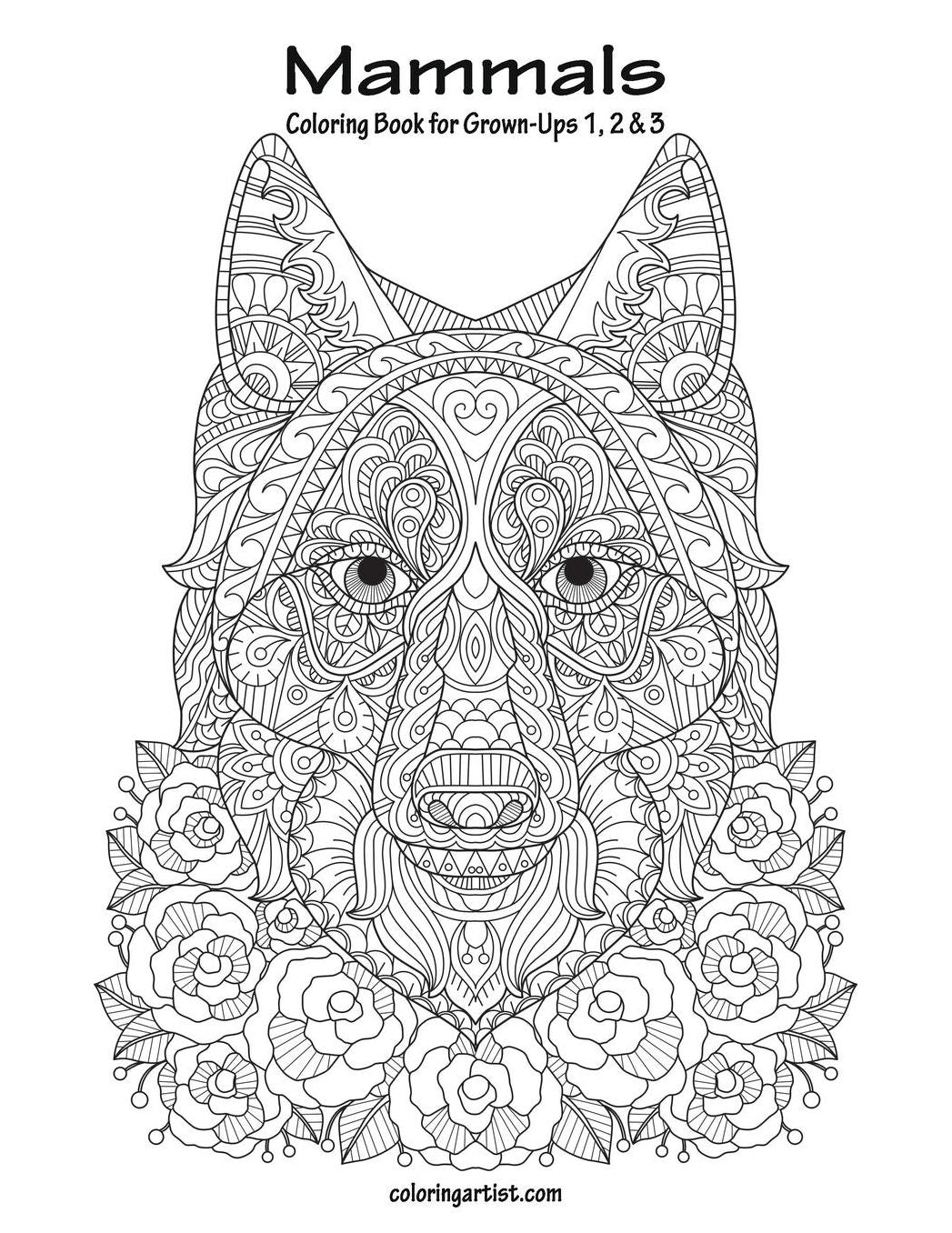 Mammals Coloring Book for Grown-Ups 1, 2 & 3