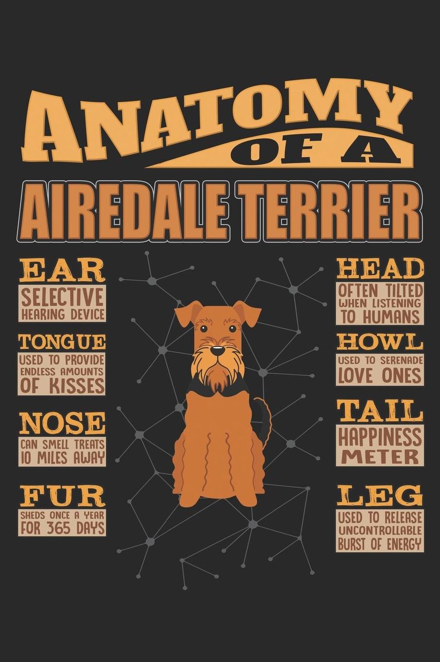 Anatomy Of A Airedale Terrier: Anatomy Of A Airedale Terrier Notebook Journal 6x9 Personalized Customized Gift For Airedale Terrier Mom Dad Lined Paper