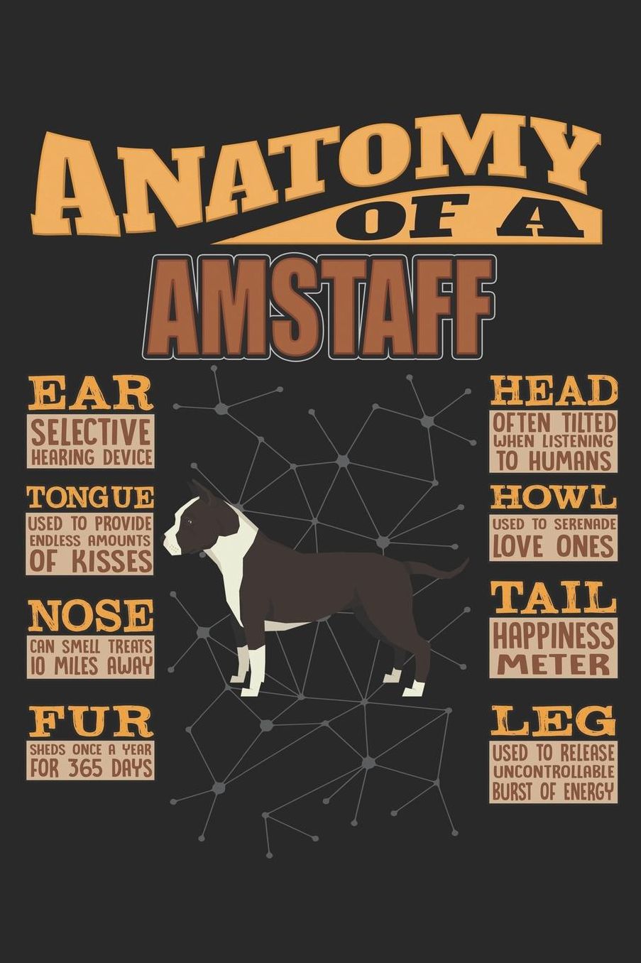 Anatomy Of A Amstaff: Anatomy Of A American Staffordshire Terrier Notebook Journal 6x9 Personalized Customized Gift For American Staffordshire Terrier Mom Dad Lined Paper