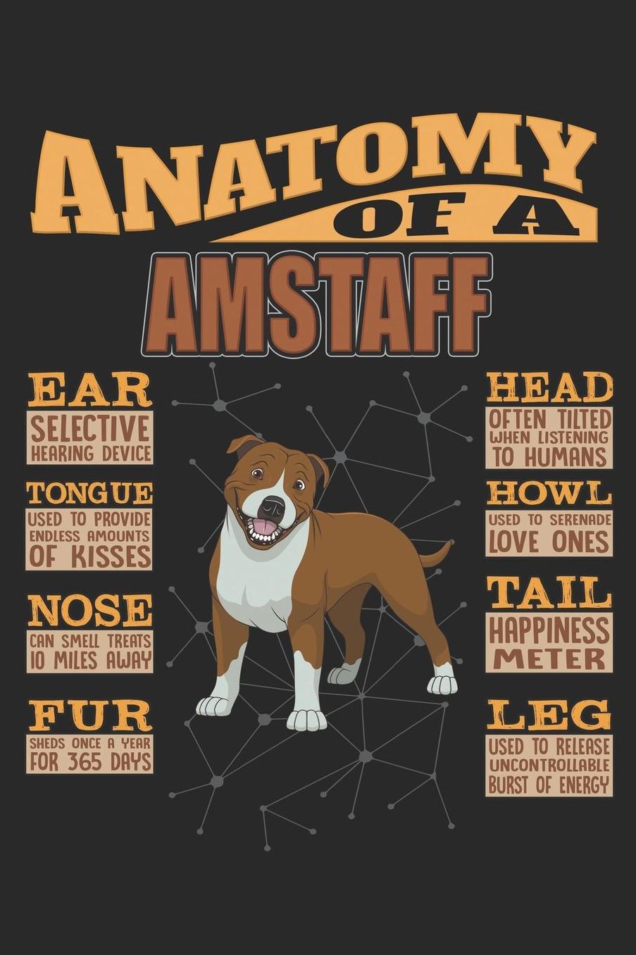 Anatomy Of A Amstaff: Anatomy Of A American Staffordshire Terrier Notebook Journal 6x9 Personalized Customized Gift For American Staffordshire Terrier Mom Dad Lined Paper