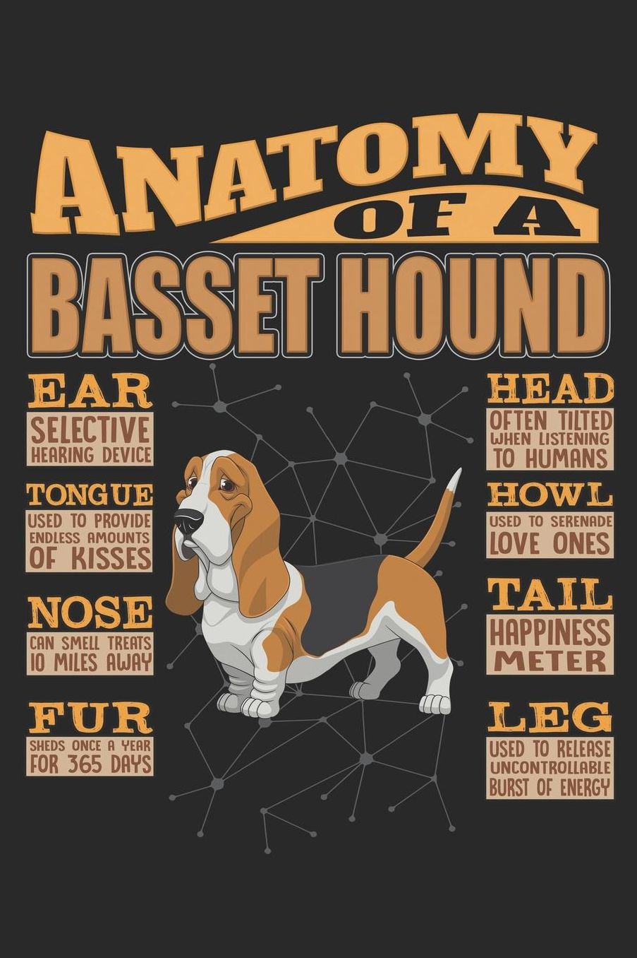 Anatomy Of A Basset Hound: Anatomy Of A Basset Hound hound Notebook Journal 6x9 Personalized Customized Gift For Basset Hound Mom Dad Lined Paper