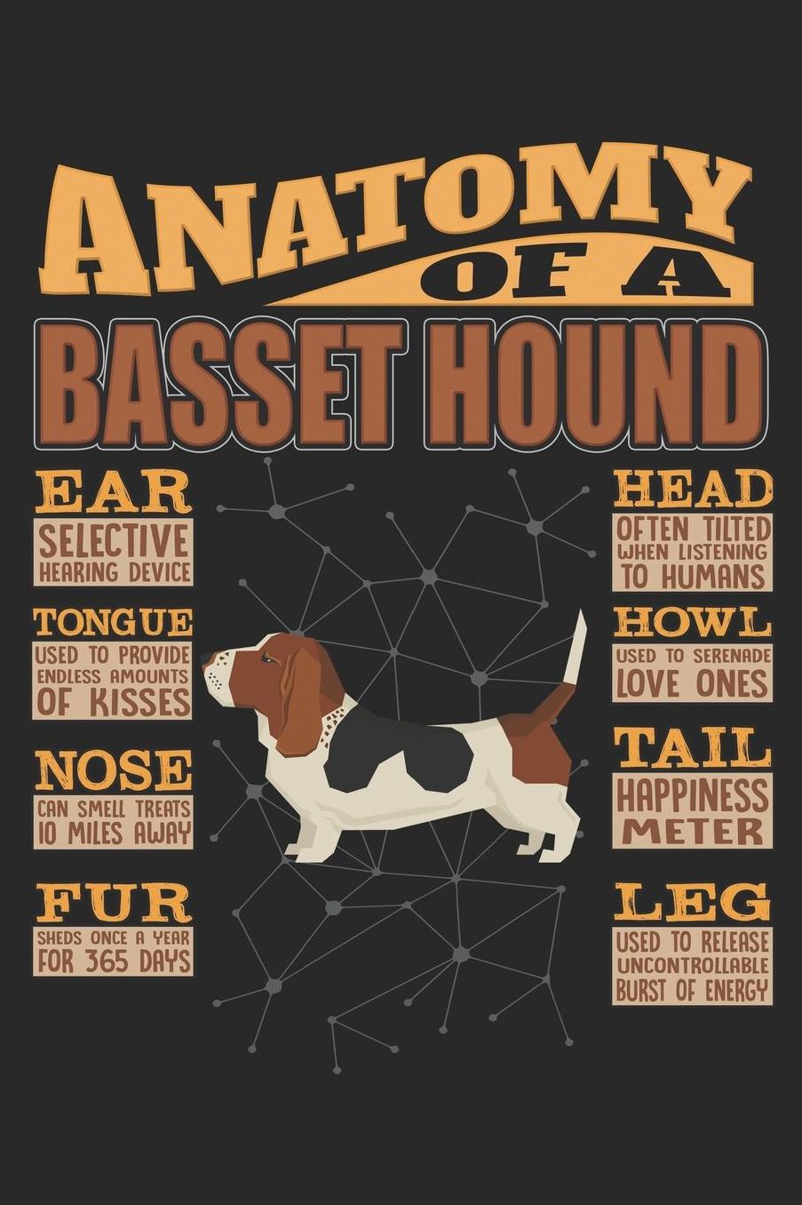 Anatomy Of A Basset Hound: Anatomy Of A Basset Hound Notebook Journal 6x9 Personalized Customized Gift For Basset Hound Mom Dad Lined Paper