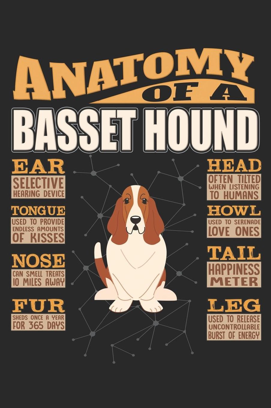 Anatomy Of A Basset Hound: Anatomy Of A Basset Hound Notebook Journal 6x9 Personalized Customized Gift For Basset Hound Mom Dad Lined Paper