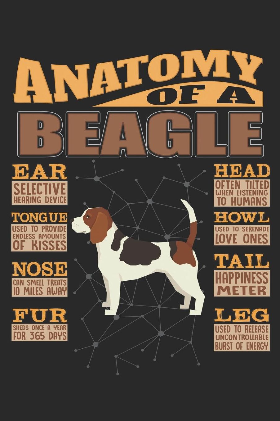 Anatomy Of A Beagle: Anatomy Of A Beagle Notebook Journal 6x9 Personalized Customized Gift For Beagle Mom Dad Lined Paper