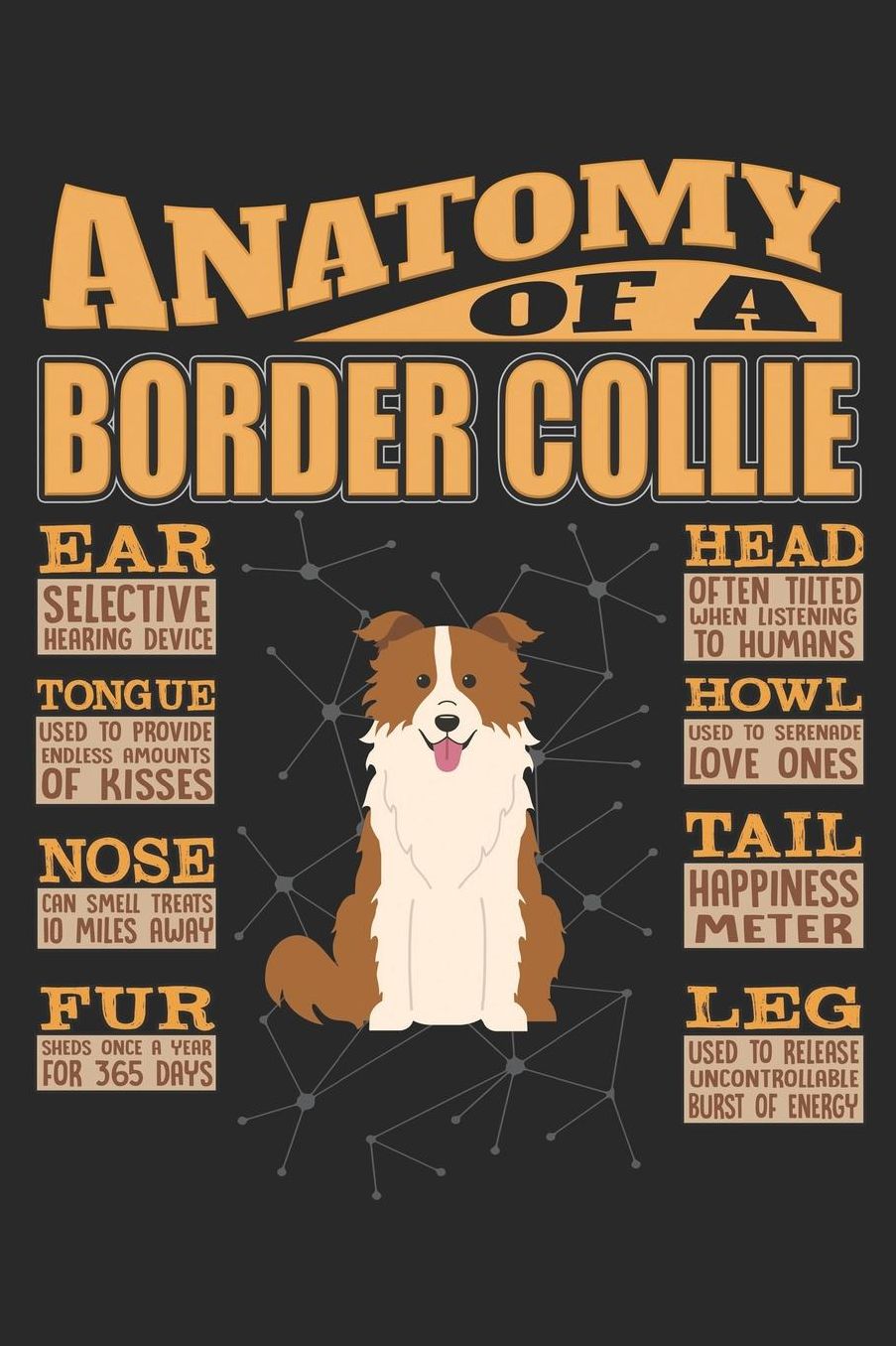 Anatomy Of A Border Collie: Anatomy Of A Border Collie Notebook Journal 6x9 Personalized Customized Gift For Border Collie Mom Dad Lined Paper