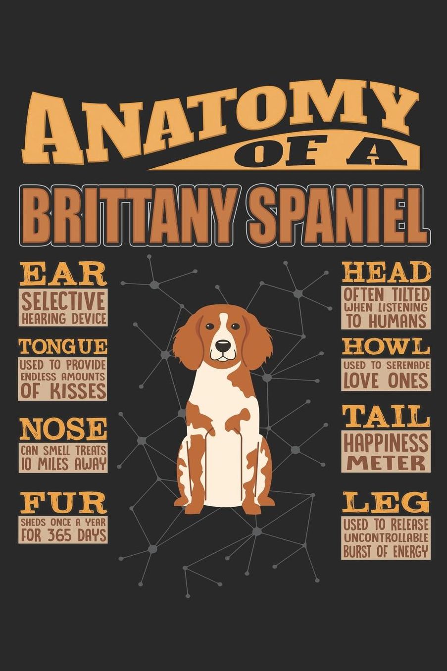 Anatomy Of A Brittany Spaniel: Anatomy Of A Brittany Spaniel Notebook Journal 6x9 Personalized Customized Gift For Brittany dog Mom Dad Lined Paper