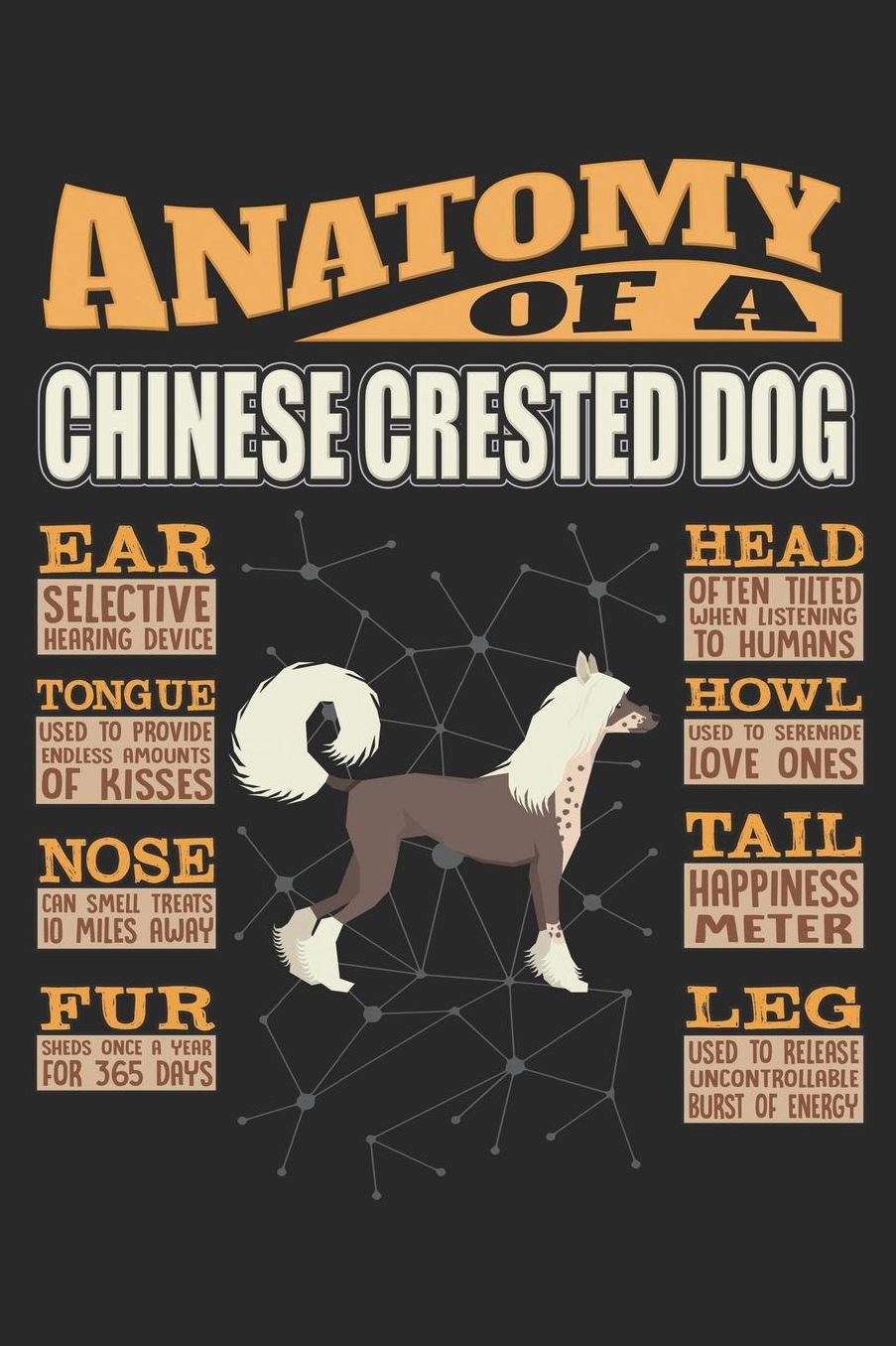 Anatomy Of A Chinese Crested Dog: Anatomy Of A Chinese Crested Dog Notebook Journal 6x9 Personalized Customized Gift For Chinese Crested Dog Mom Dad Lined Paper