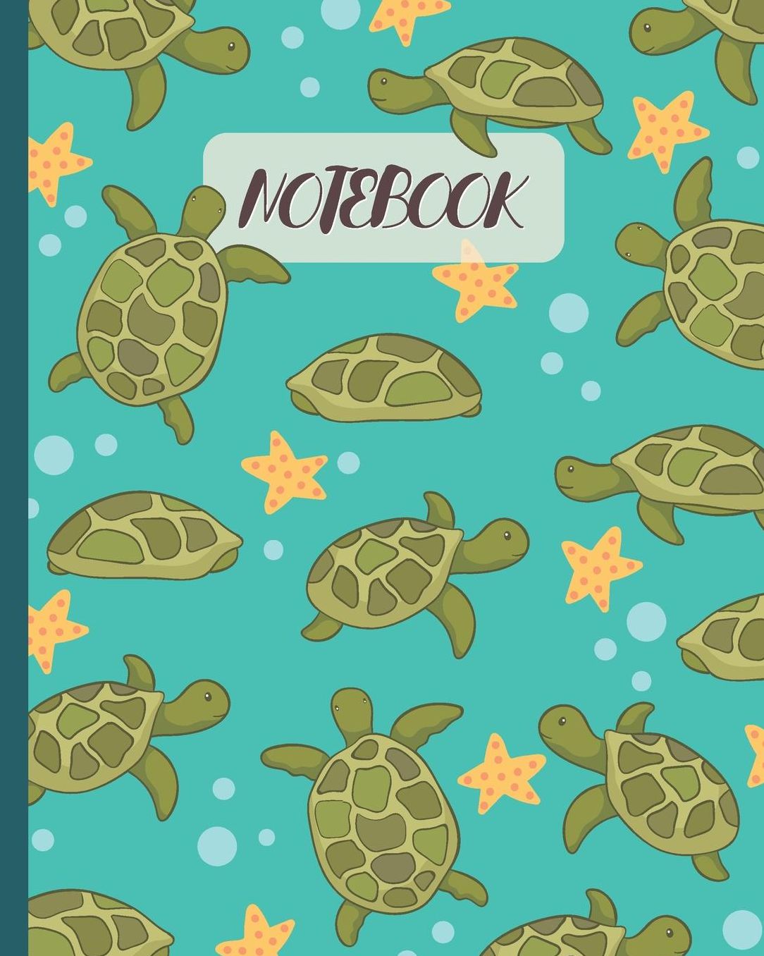 Notebook: Cute Turtle & Starfish Cartoon - Lined Notebook, Diary, Track, Log & Journal - Gift Idea for Kids, Teens, Men, Women (8x10 120 Pages)