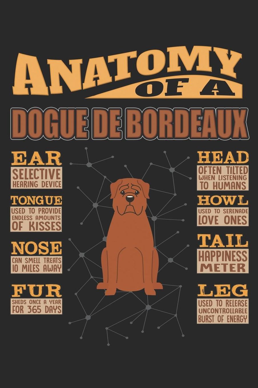 Anatomy Of A Dogue de Bordeaux: Anatomy Of A Dogue de Bordeaux Notebook Journal 6x9 Personalized Customized Gift For Dogue de Bordeaux Mom Dad Lined Paper