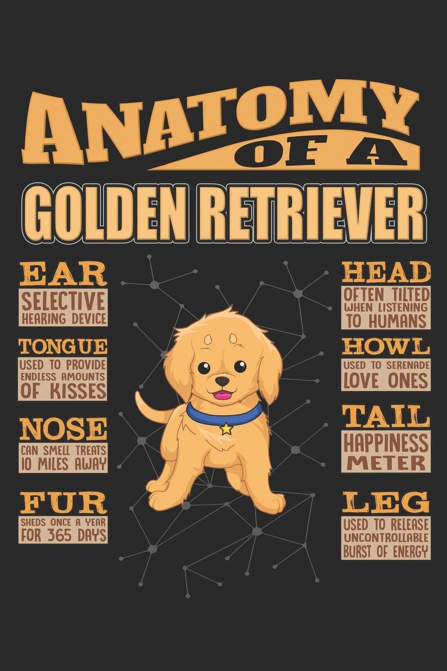 Anatomy Of A Golden Retriever: Anatomy Of A Golden Retriever Notebook Journal 6x9 Personalized Customized Gift For Golden Retriever Mom Dad Lined Paper