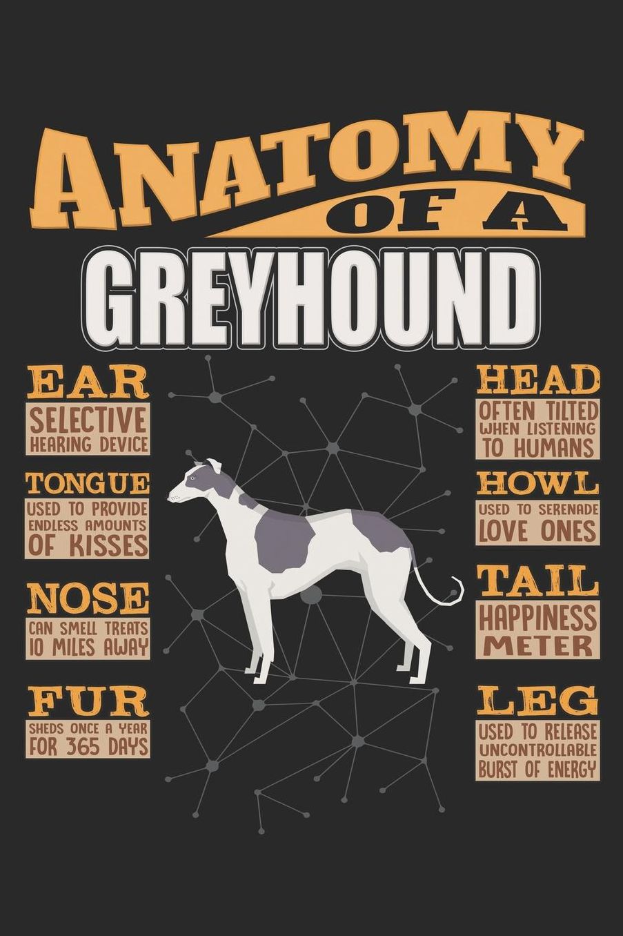 Anatomy Of A Greyhound: Anatomy Of A Greyhound Notebook Journal 6x9 Personalized Customized Gift For Greyhound Mom Dad Lined Paper