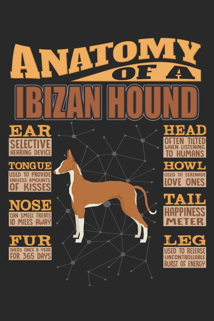 Anatomy Of A Ibizan Hound: Anatomy Of A Ibizan Hound Notebook Journal 6x9 Personalized Customized Gift For Ibizan Hound Mom Dad Lined Paper