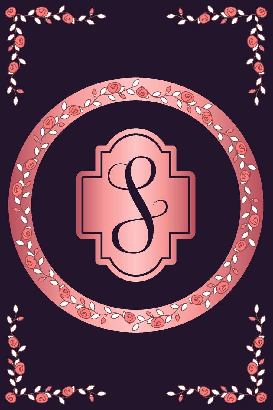 S: Letter S Monogram. Rose Flowers Personalized 6 x 9 Floral Notebook for Women and Girls