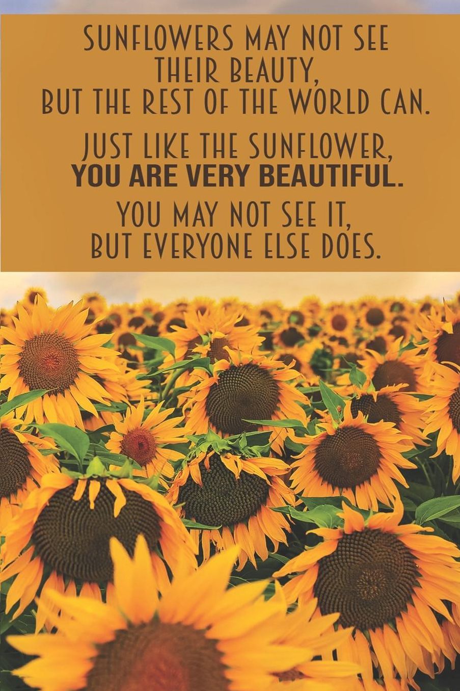 Sunflowers May Not See Their Beauty But The Rest Of The World Can - Just Like The Sunflower You Are Very Beautiful - You May Not See It But Everyone Else Does: Sunflower Journals To Write In For Women Men Teens Uplifting Blank Notebook Gift for Sunflower