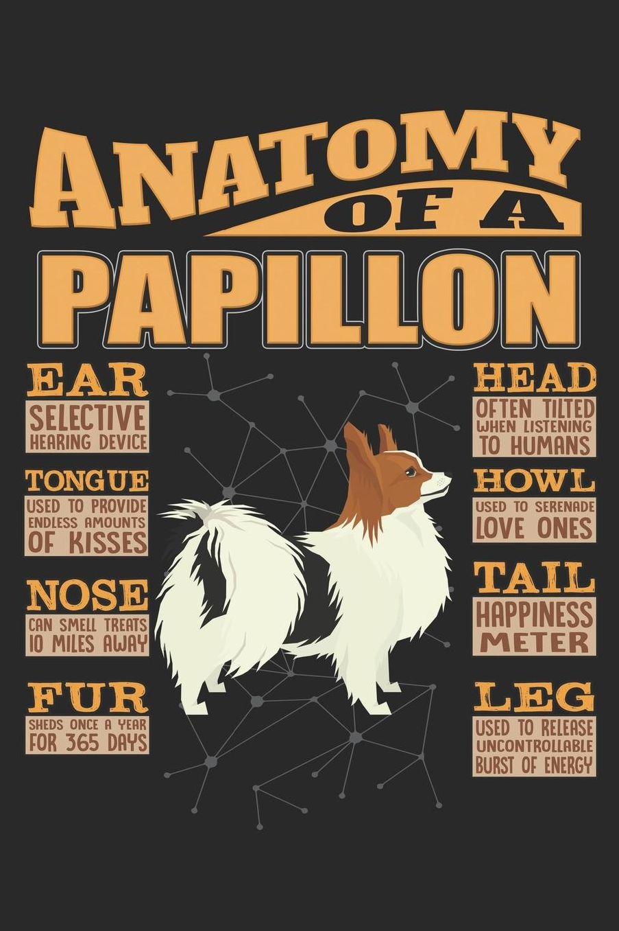 Anatomy Of A Papillon: Anatomy Of A Papillon Notebook Journal 6x9 Personalized Customized Gift For Papillon Mom Dad Lined Paper