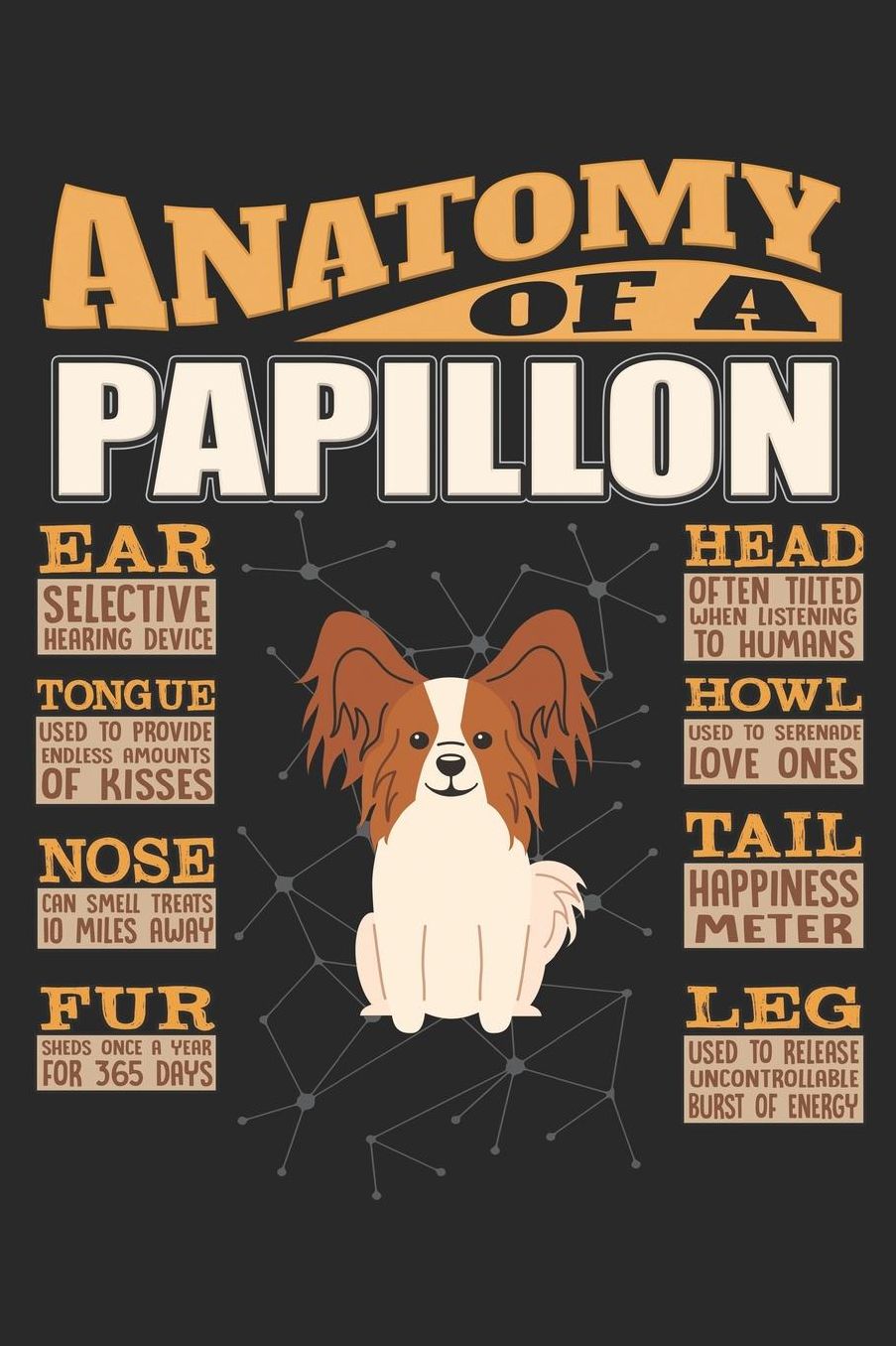 Anatomy Of A Papillon: Anatomy Of A Papillon Notebook Journal 6x9 Personalized Customized Gift For Papillon Mom Dad Lined Paper