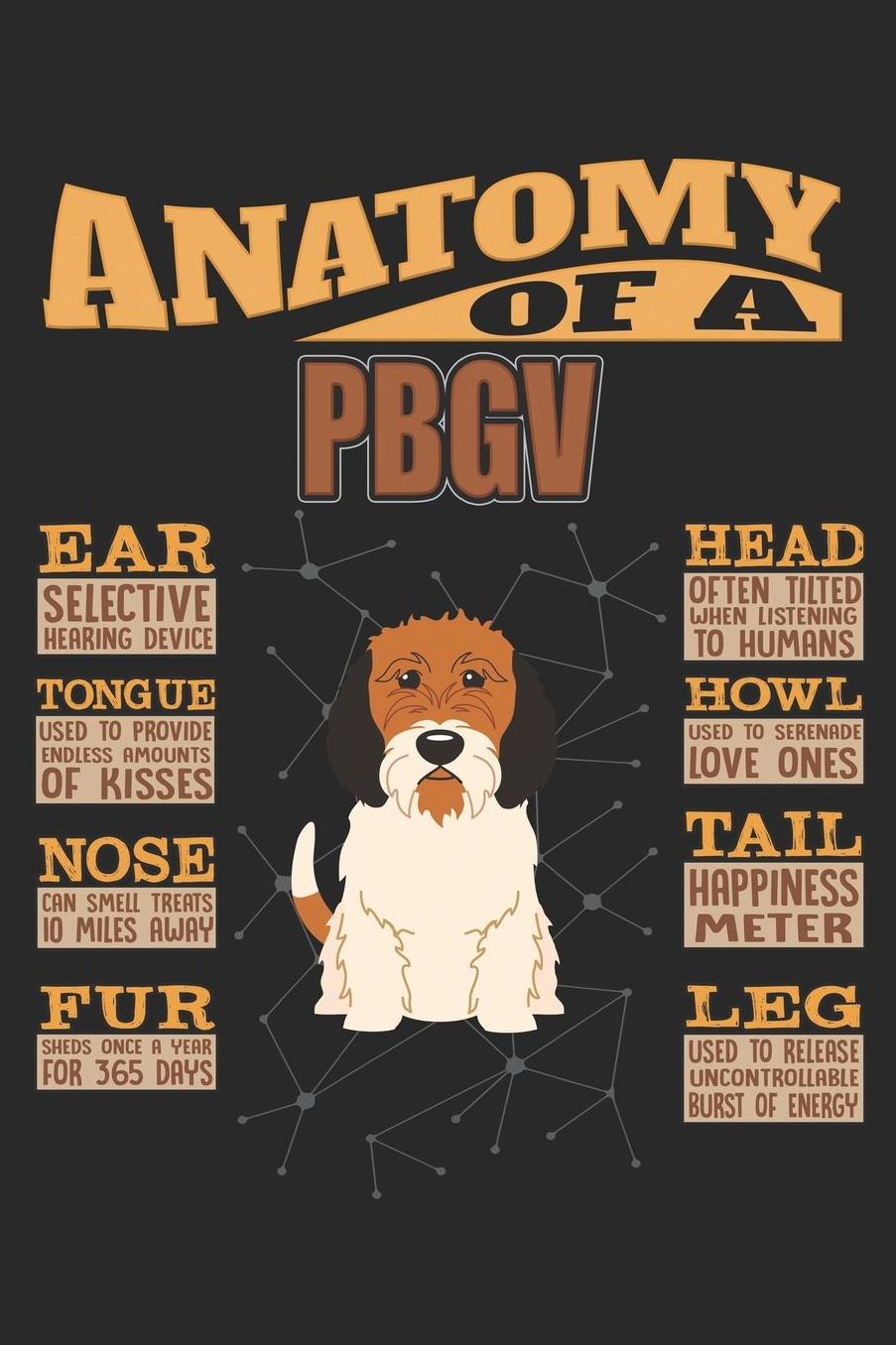 Anatomy Of A PBGV: Anatomy Of A Petit Basset Griffon Notebook Journal 6x9 Personalized Customized Gift For Petit Basset Griffon Mom Dad Lined Paper