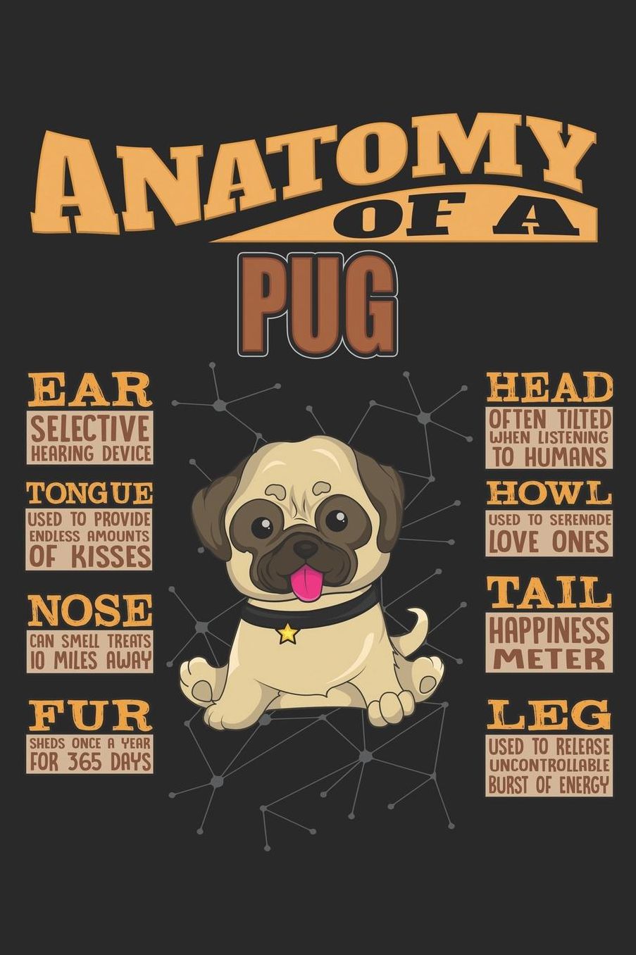Anatomy Of A Pug: Anatomy Of A Pug Notebook Journal 6x9 Personalized Customized Gift For Pug Mom Dad Lined Paper