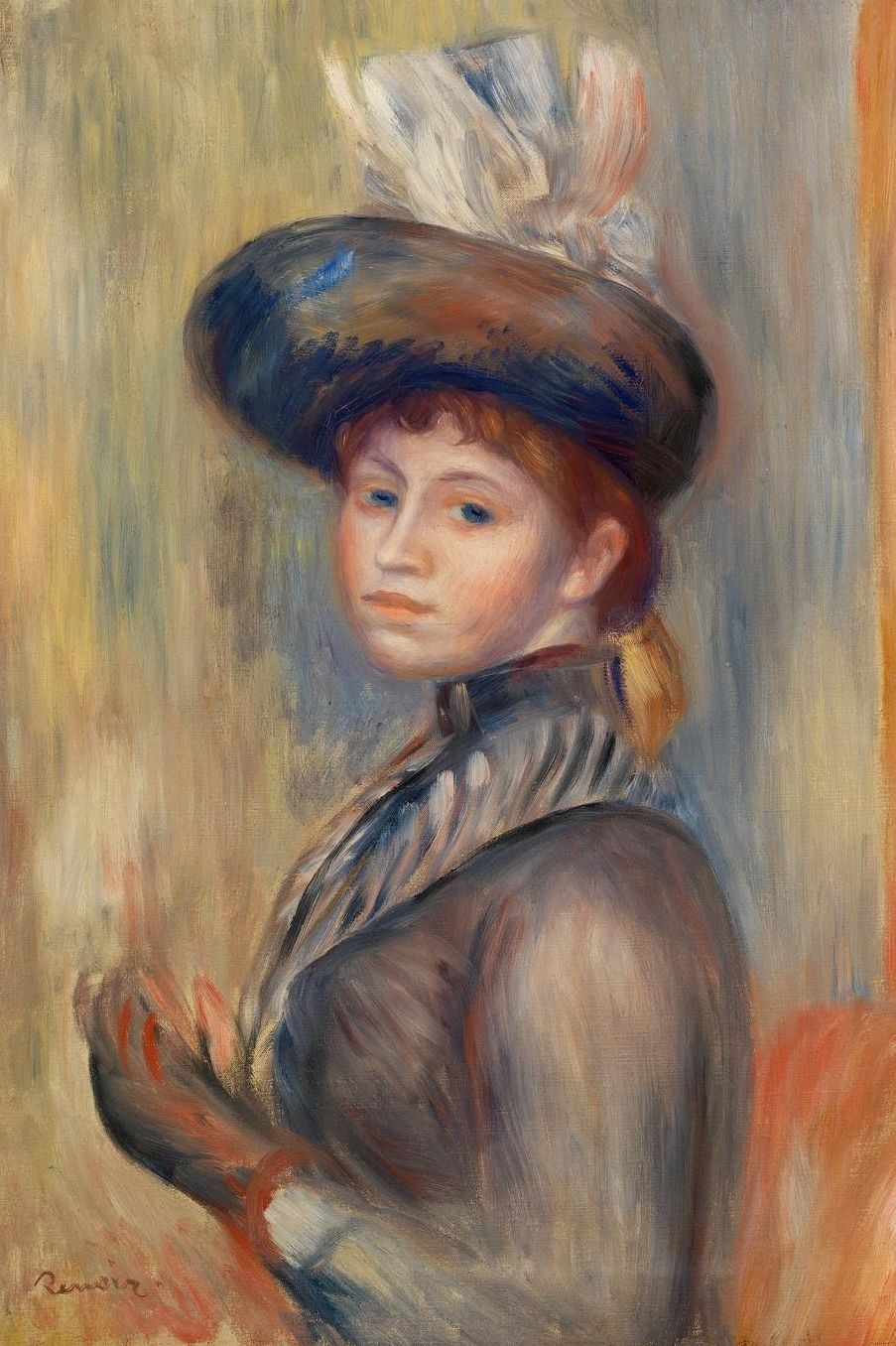 Art Journal: Pierre-Auguste Renoir - Girl in Gray-Blue - Art Cover College Ruled Notebook 110 Pages