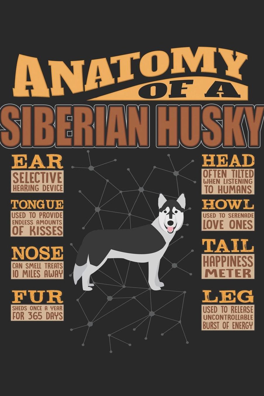 Anatomy Of A Siberian Husky: Anatomy Of A Siberian Husky Notebook Journal 6x9 Personalized Customized Gift For Siberian Husky Mom Dad Lined Paper