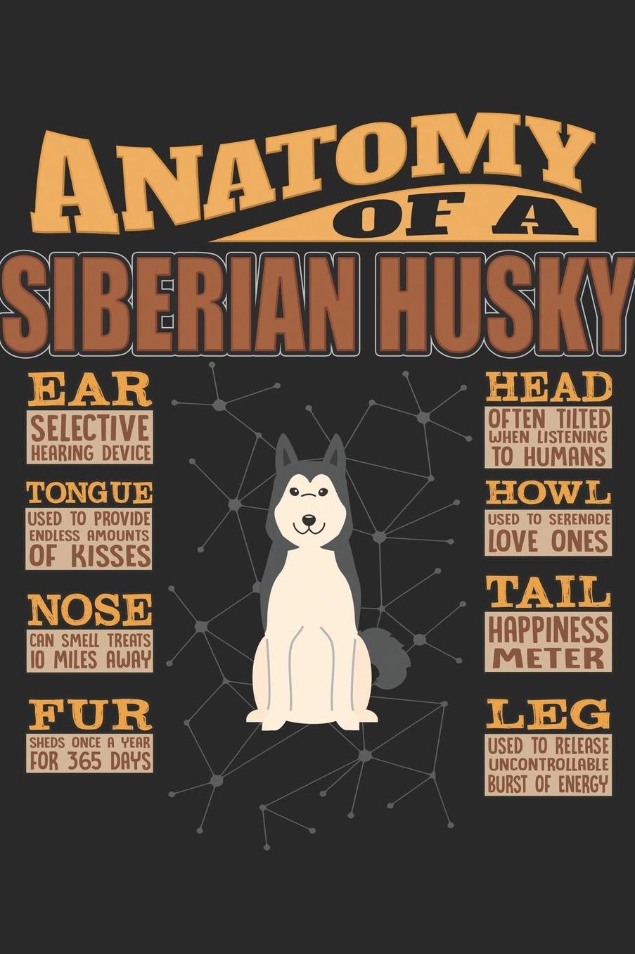 Anatomy Of A Siberian Husky: Anatomy Of A Siberian Husky Notebook Journal 6x9 Personalized Customized Gift For Siberian Husky Mom Dad Lined Paper