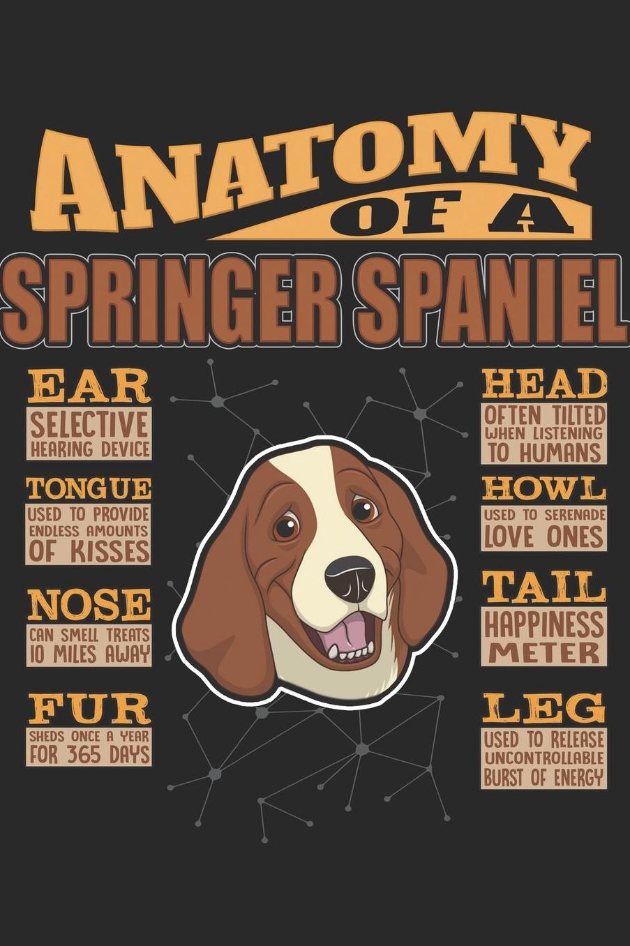 Anatomy Of A Springer Spaniel: Anatomy Of A Springer Spaniel Notebook Journal 6x9 Personalized Customized Gift For Springer Spaniel Mom Dad Lined Paper