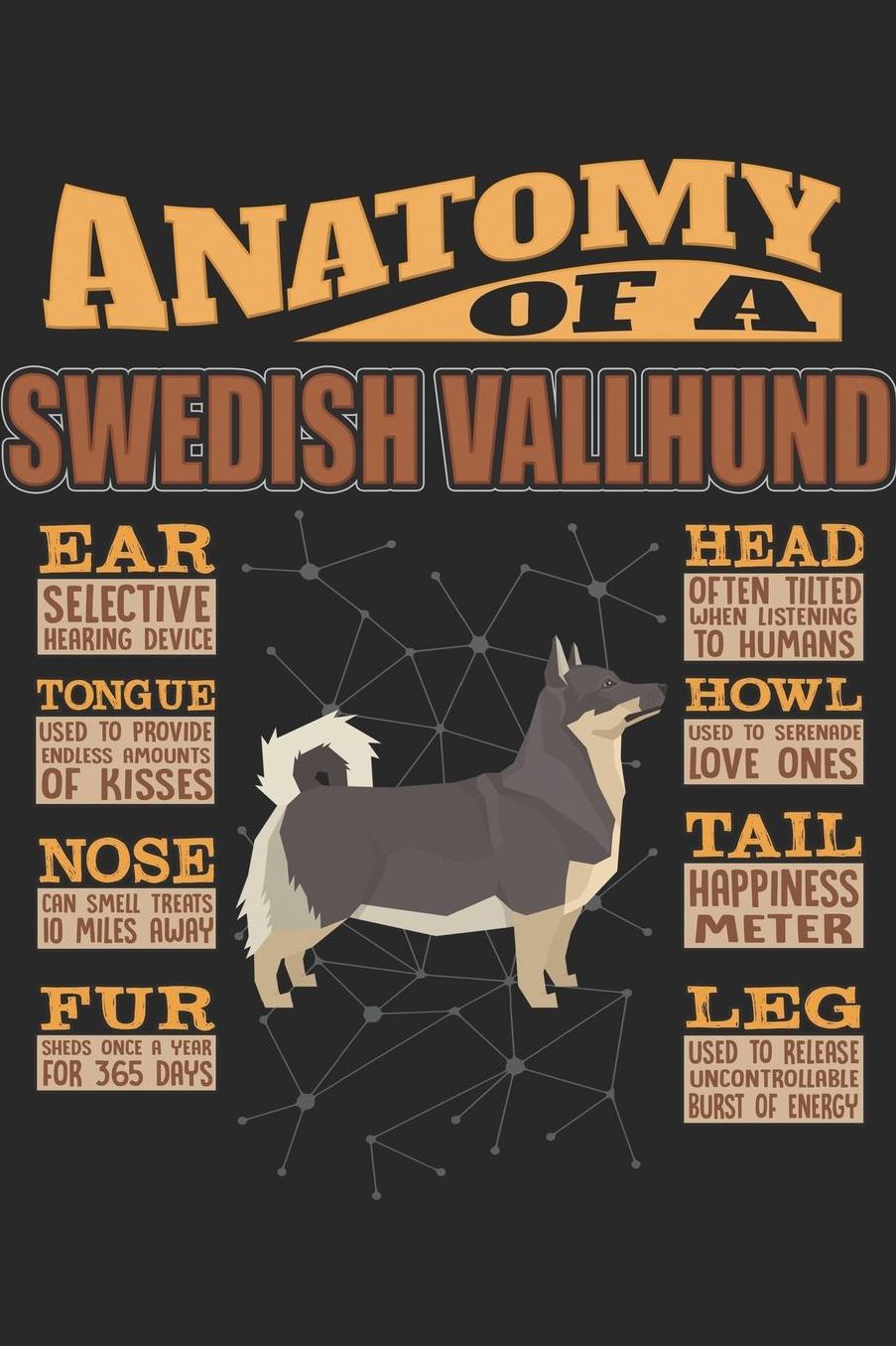 Anatomy Of A Swedish Vallhund: Anatomy Of A Swedish Vallhund Notebook Journal 6x9 Personalized Customized Gift For Swedish Vallhund Mom Dad Lined Paper