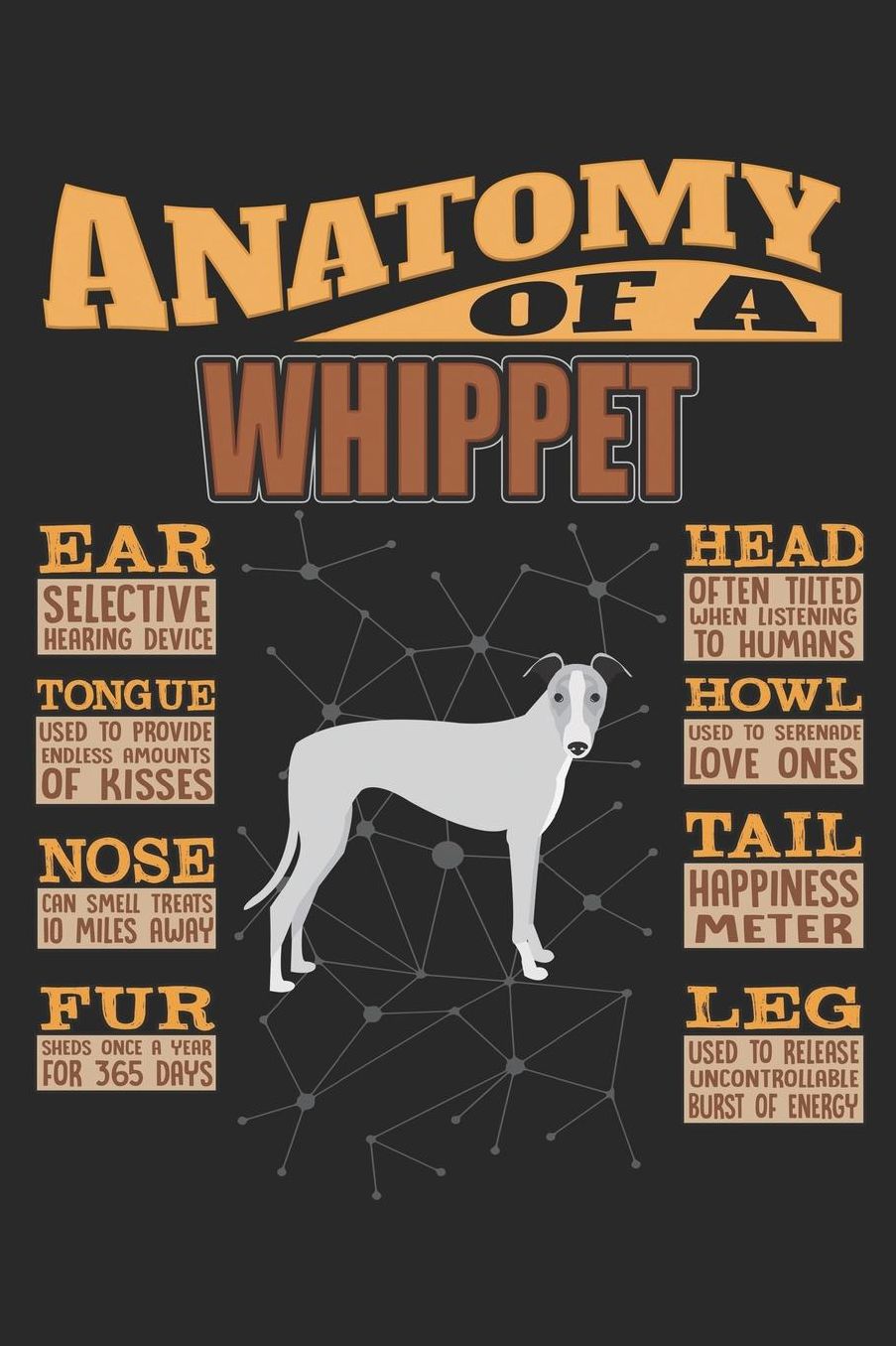 Anatomy Of A Whippet: Anatomy Of A Whippet Notebook Journal 6x9 Personalized Customized Gift For Whippet Mom Dad Lined Paper