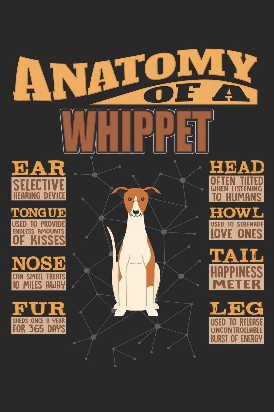 Anatomy Of A Whippet: Anatomy Of A Whippet Notebook Journal 6x9 Personalized Customized Gift For Whippet Mom Dad Lined Paper