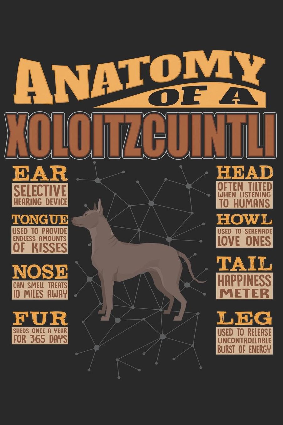 Anatomy Of A Xoloitzcuintli: Anatomy Of A Xoloitzcuintli Notebook Journal 6x9 Personalized Customized Gift For Xoloitzcuintli Mom Dad Lined Paper