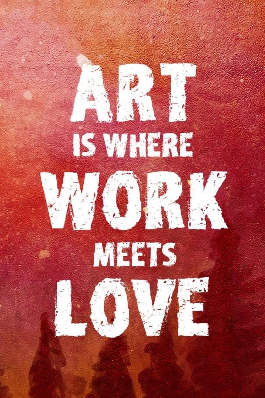 Art Is Where Work Meets Love: Blank Lined Notebook ( Art) Orange