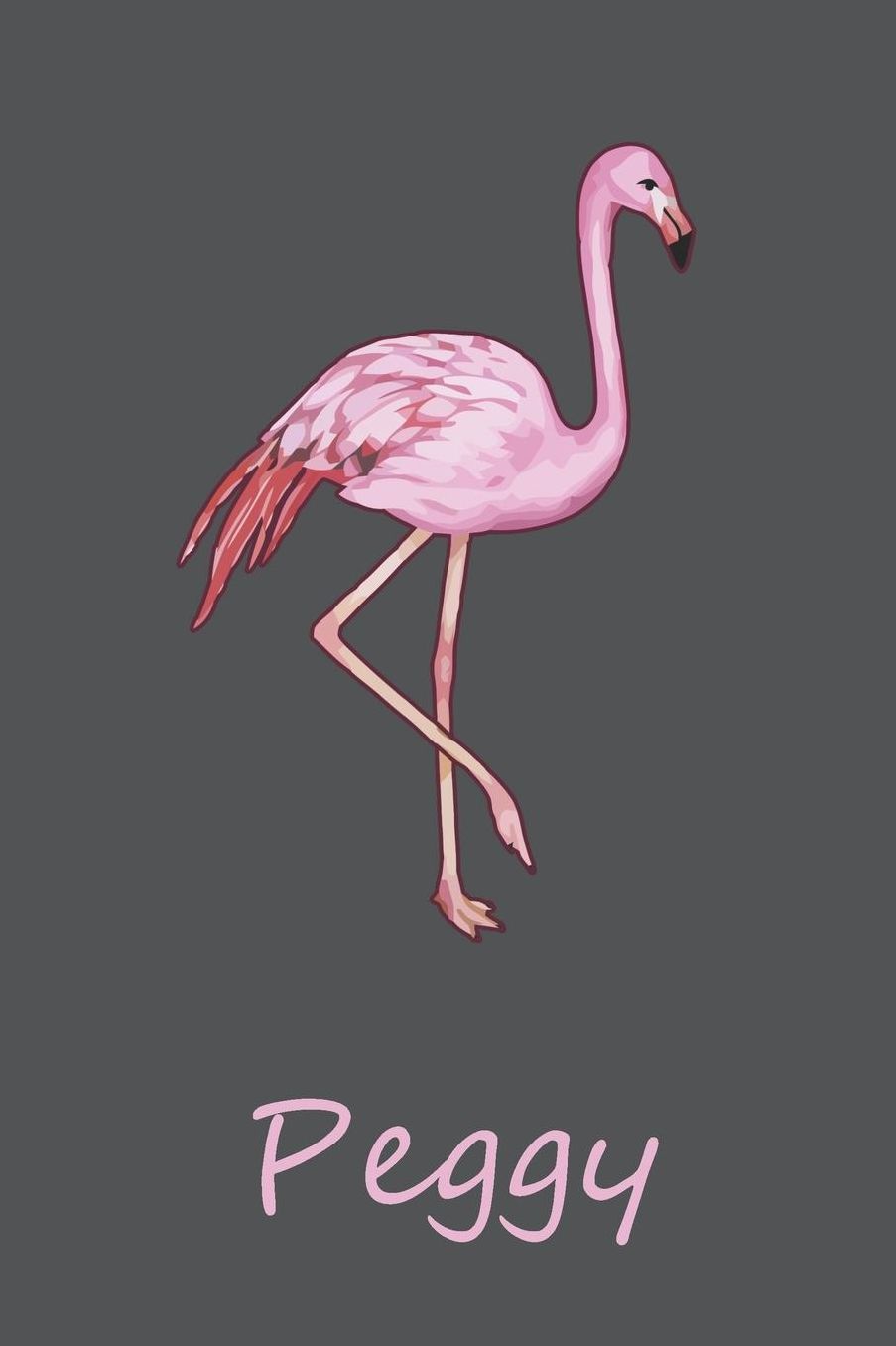 Peggy: Personalisiertes Flamingo Tage-/ Notizbuch 120 Seiten 6x9 Zoll Format (ca.DIN A5) gepunket dotted punktkariert dot grid individuelle Geschenkidee