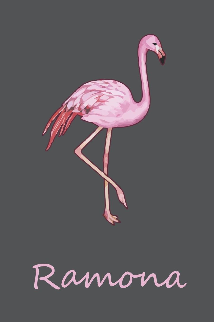 Ramona: Personalisiertes Flamingo Tage-/ Notizbuch 120 Seiten 6x9 Zoll Format (ca.DIN A5) gepunket dotted punktkariert dot grid individuelle Geschenkidee