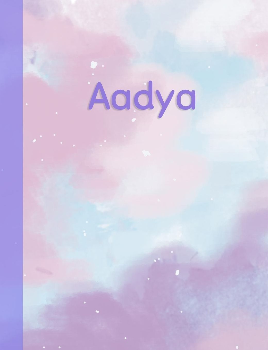 Aadya: Personalized Composition Notebook - College Ruled (Lined) Exercise Book for School Notes, Assignments, Homework, Essay Writing. Pink Blue Purple Cover Art - Cloud Marble with Name