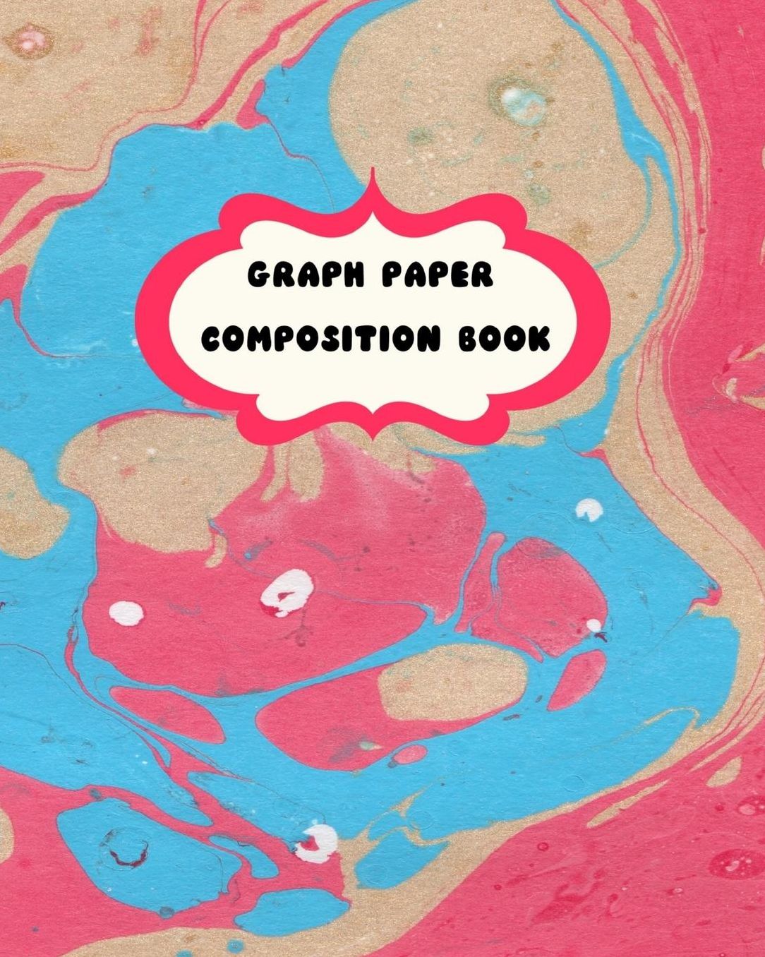 Graph Paper Composition Book: Red Swirl Marble Theme-Student Grid Book 2 squares per inch-8 x 10
