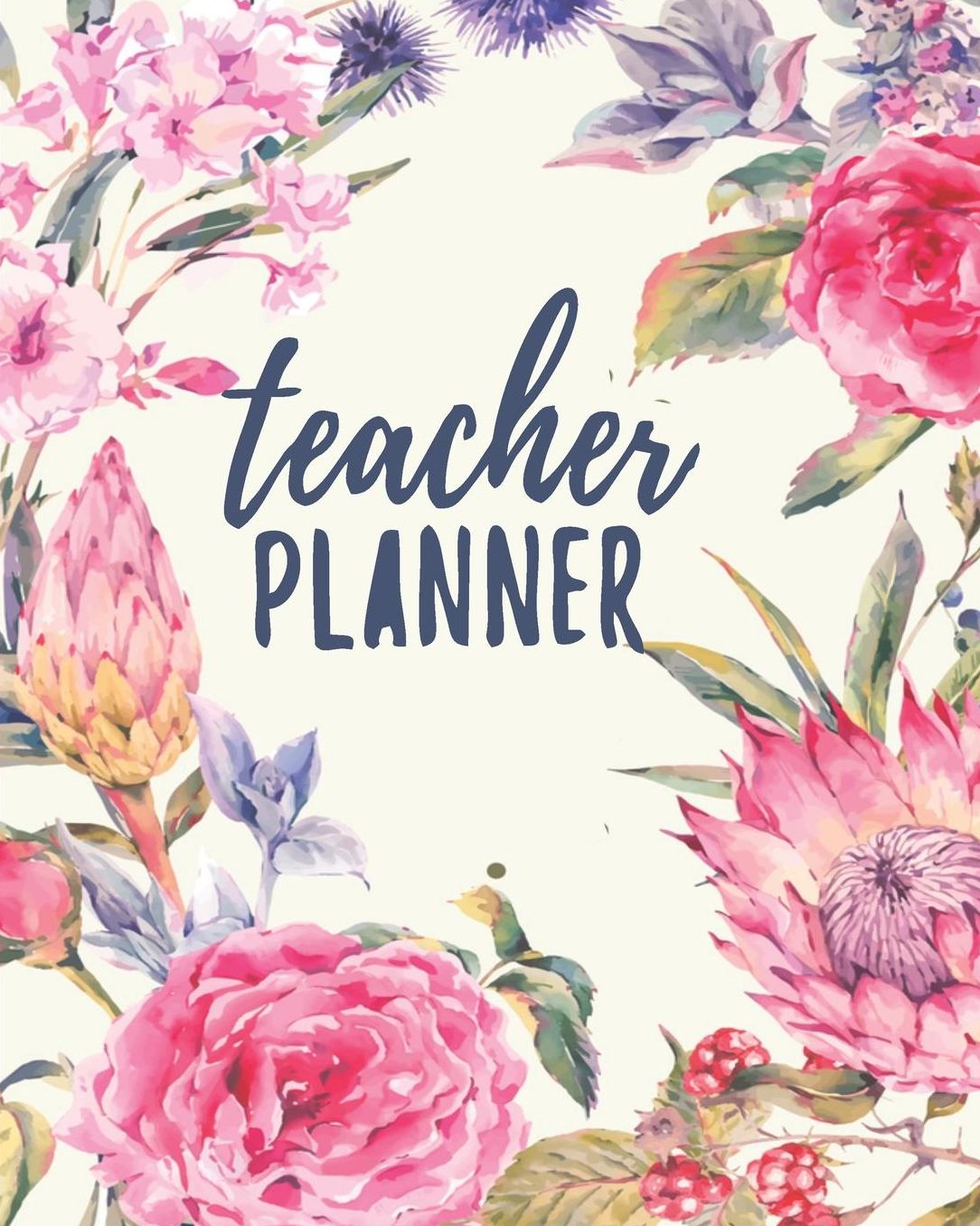 Teacher Planner: Pink Floral Watercolor Teacher Journal Planner Notebook Organizer Daily Weekly Monthly Annual Activities Calendars To Do Class Lists Grade Tracker Back to School Teacher Appreciation Gift Undated 8x10 150 Pages White Paper