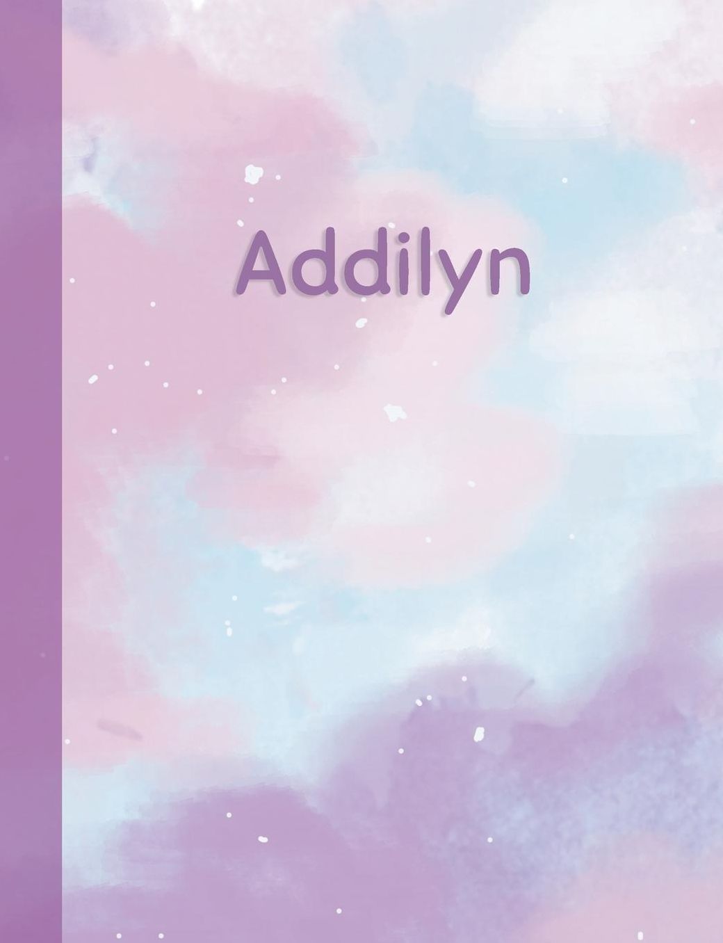 Addilyn: Personalized Composition Notebook - College Ruled (Lined) Exercise Book for School Notes, Assignments, Homework, Essay Writing. Pink Blue Purple Cover Art - Cloud Marble with Name