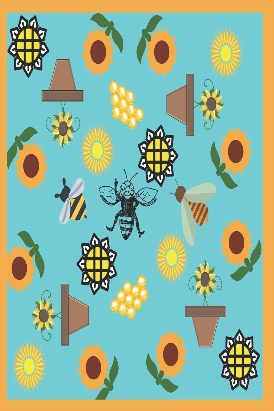 Floral Sunflower Journal: A flexible paperback book with glossy finish. Interior pages are wide ruled and embellished with smaller sunflowers. This notebook is great for writing ideas, notes, plans, daily reflections. Teal Sunflower graphics