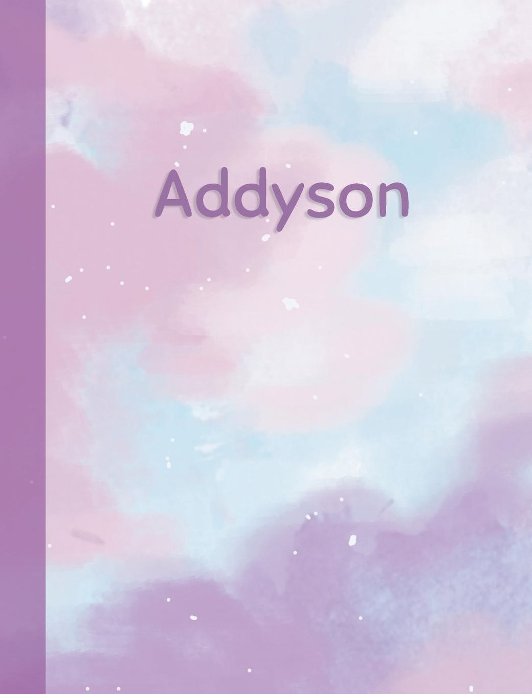 Addyson: Personalized Composition Notebook - College Ruled (Lined) Exercise Book for School Notes, Assignments, Homework, Essay Writing. Pink Blue Purple Cover Art - Cloud Marble with Name