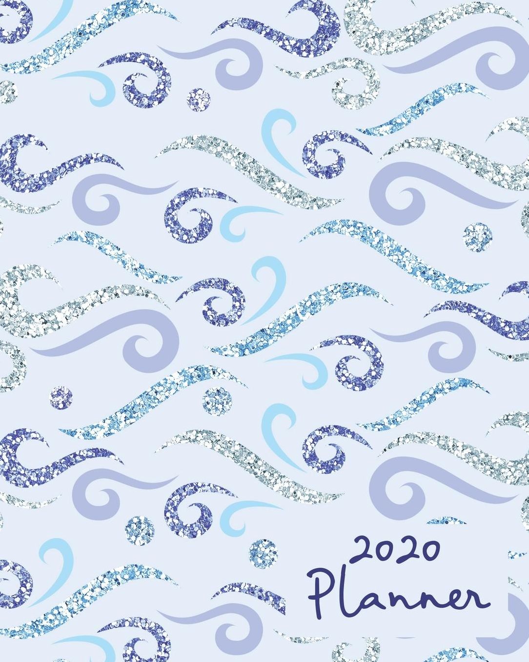 2020 Planner: Gorgeous Shades of Blue Ocean Swirls: Weekly Basic Large Planner: 52 Week Agenda: Extra Dot Grid Pages