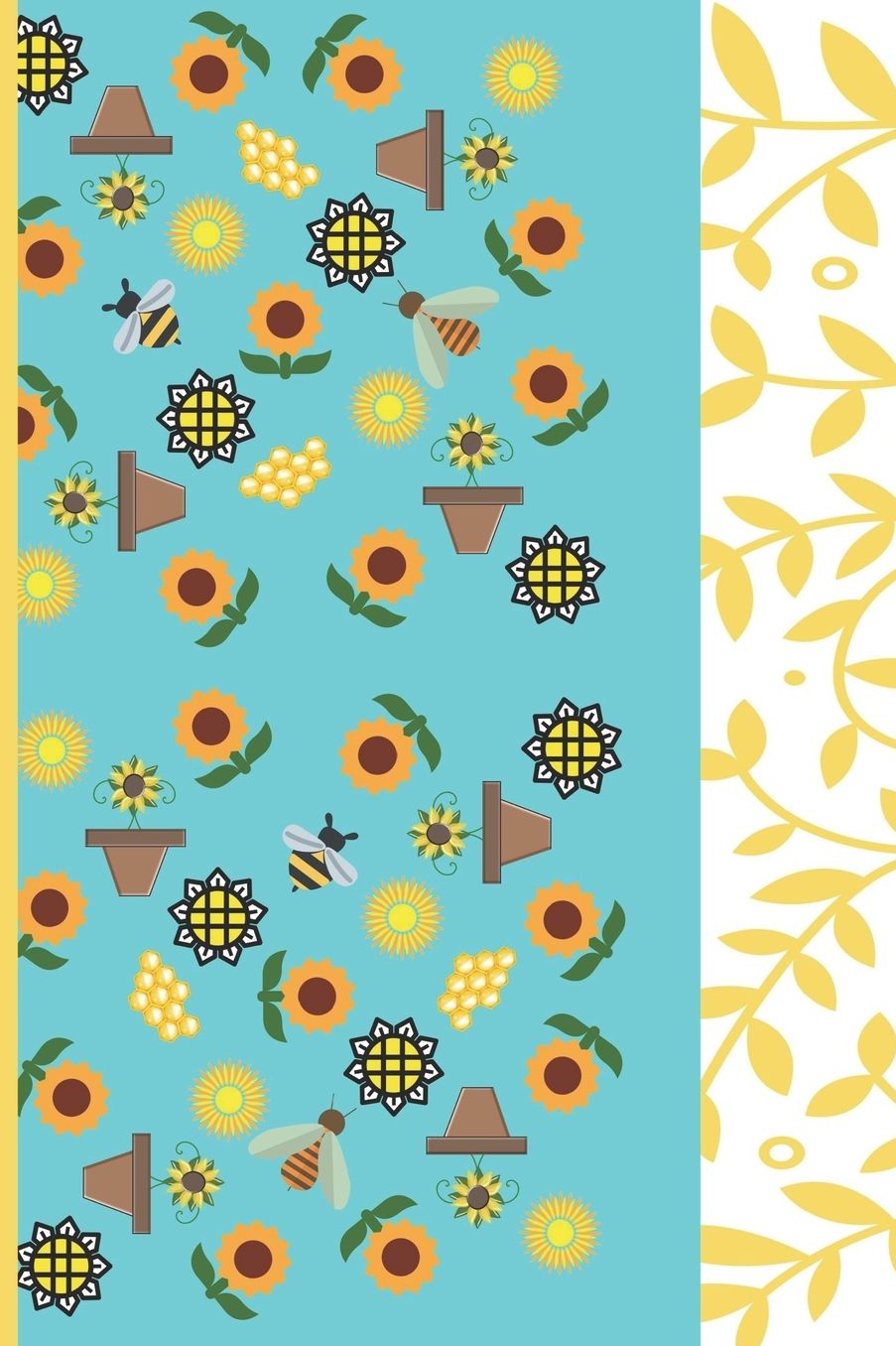 Floral Sunflower Journal: A flexible paperback book with glossy finish. Interior pages are wide ruled and embellished with smaller sunflowers. This notebook is great for writing ideas, notes, plans or daily reflections. Teal Sunflower and Yellow Design