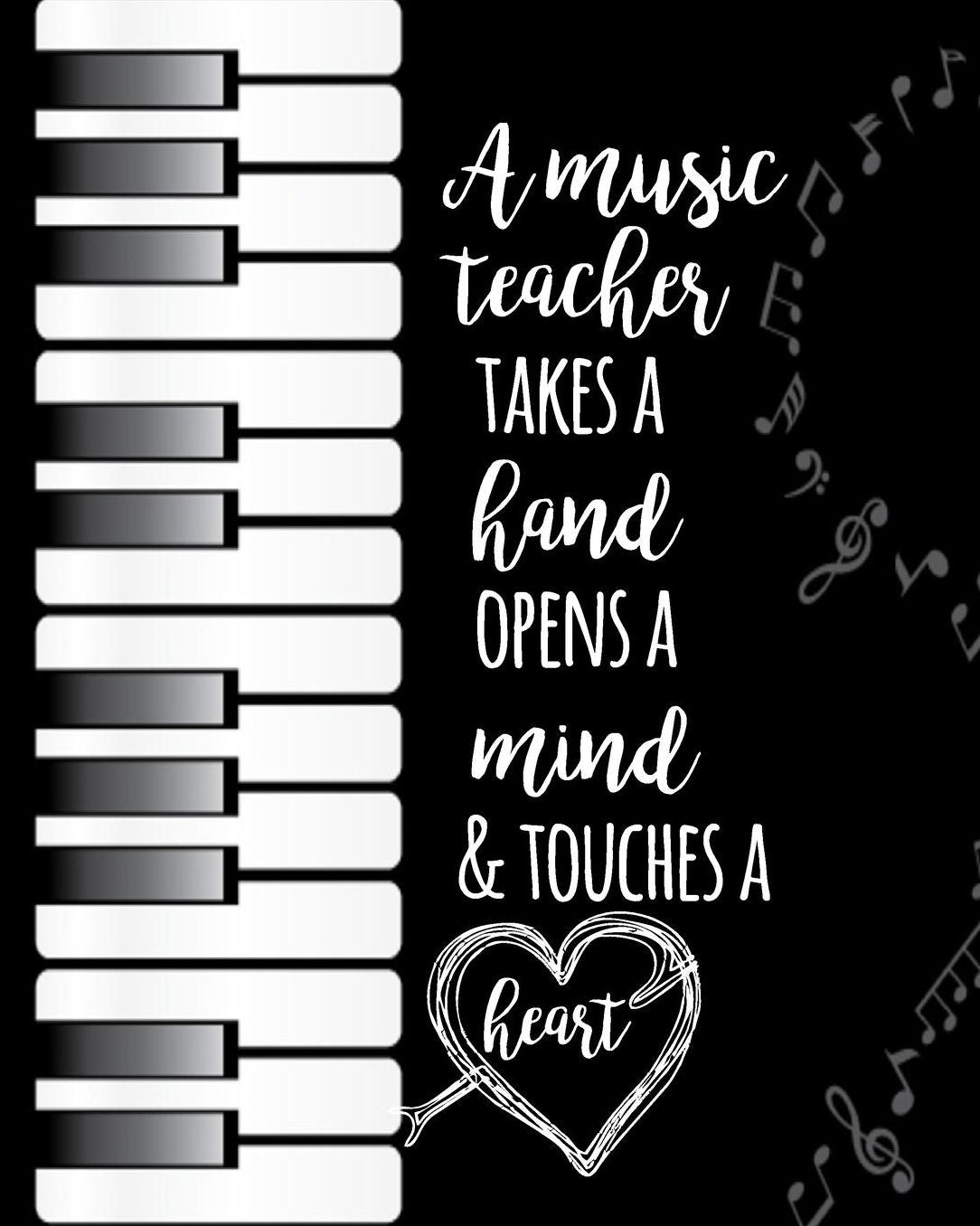 A Music Teacher Takes a Hand Opens A Mind & Touches A Heart: Black Piano Teacher Journal Planner Notebook Organizer Daily Weekly Monthly Annual Activities Calendars To Do Class Lists Grade Tracker Back to School Teacher Appreciation Gift Undated 8x10