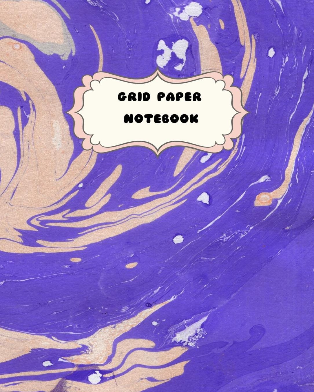 Grid Paper Notebook: Soft Pink and Blue Marble Swirl Theme-Student Graph Book 2 squares per inch-8 x 10