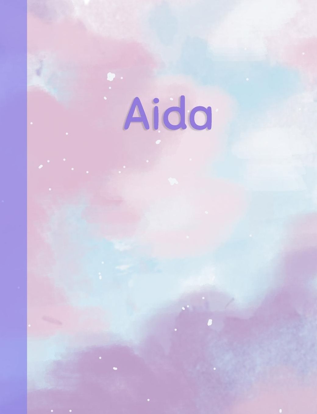 Aida: Personalized Composition Notebook - College Ruled (Lined) Exercise Book for School Notes, Assignments, Homework, Essay Writing. Pink Blue Purple Cover Art - Cloud Marble with Name
