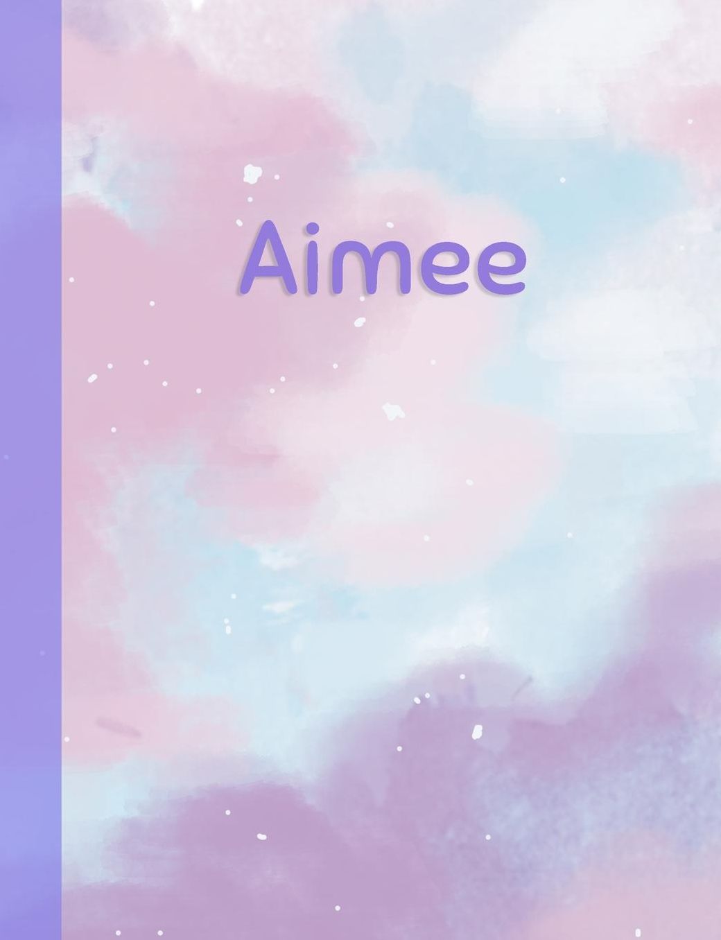 Aimee: Personalized Composition Notebook - College Ruled (Lined) Exercise Book for School Notes, Assignments, Homework, Essay Writing. Pink Blue Purple Cover Art - Cloud Marble with Name