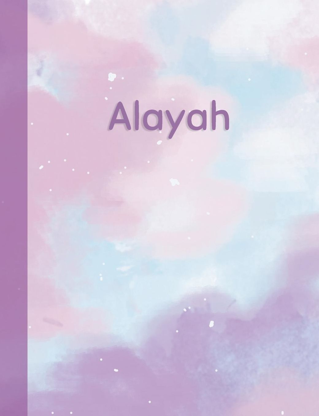 Alayah: Personalized Composition Notebook - College Ruled (Lined) Exercise Book for School Notes, Assignments, Homework, Essay Writing. Pink Blue Purple Cover Art - Cloud Marble with Name