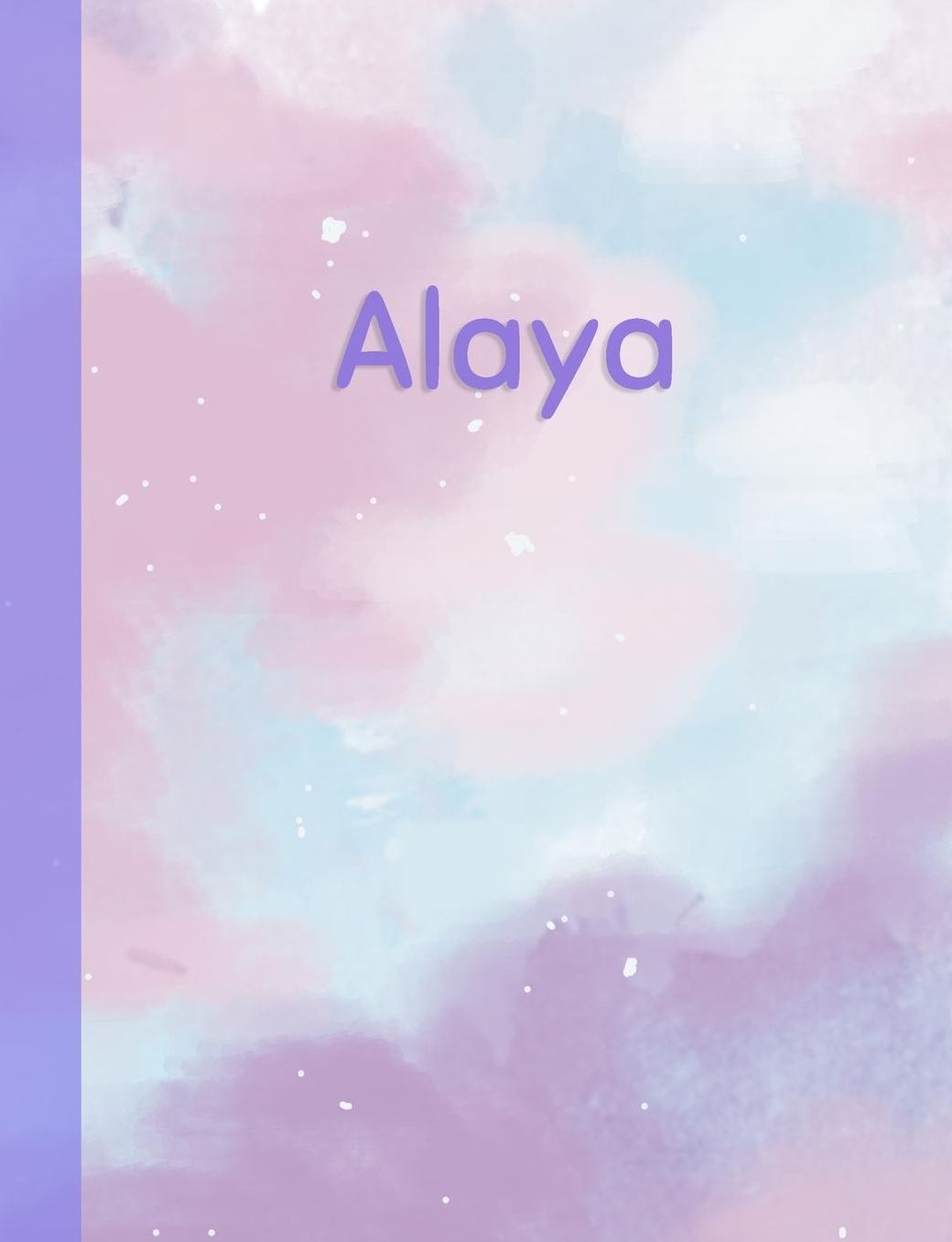 Alaya: Personalized Composition Notebook - College Ruled (Lined) Exercise Book for School Notes, Assignments, Homework, Essay Writing. Pink Blue Purple Cover Art - Cloud Marble with Name