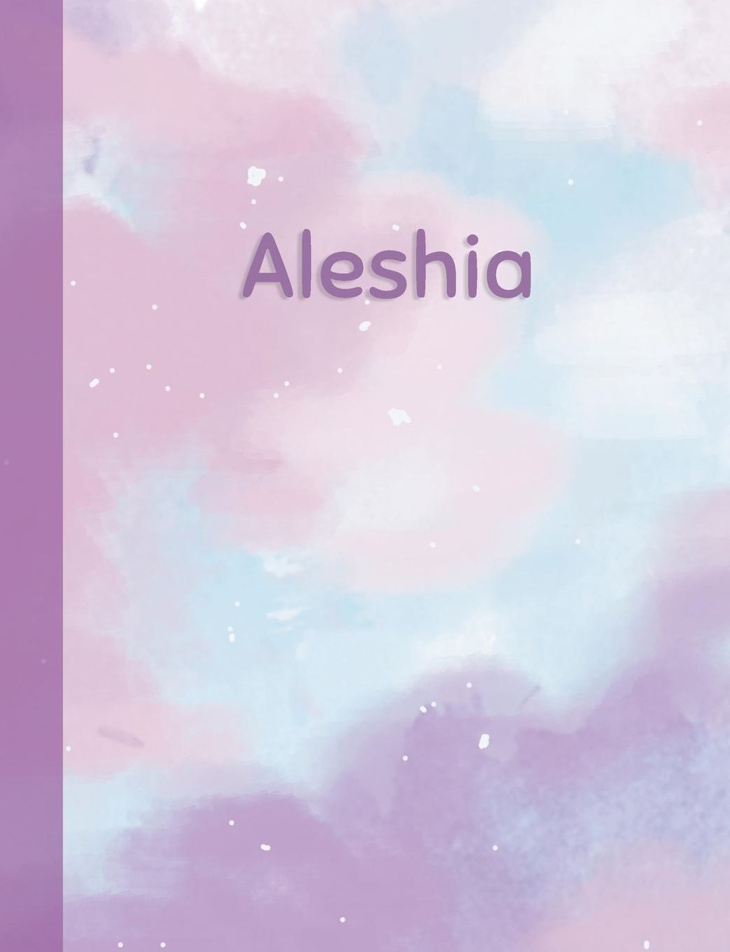 Aleshia: Personalized Composition Notebook - College Ruled (Lined) Exercise Book for School Notes, Assignments, Homework, Essay Writing. Pink Blue Purple Cover Art - Cloud Marble with Name