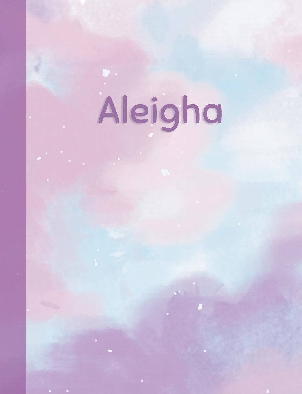 Aleigha: Personalized Composition Notebook - College Ruled (Lined) Exercise Book for School Notes, Assignments, Homework, Essay Writing. Pink Blue Purple Cover Art - Cloud Marble with Name