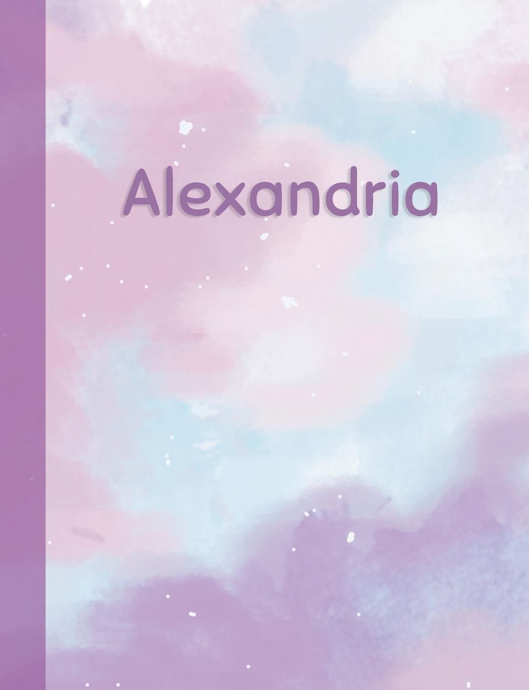 Alexandria: Personalized Composition Notebook - College Ruled (Lined) Exercise Book for School Notes, Assignments, Homework, Essay Writing. Pink Blue Purple Cover Art - Cloud Marble with Name